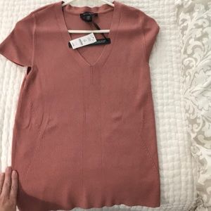 White House Black Market blush ribbed shirt